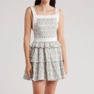 Rachel Parcell COTTON POPLIN TIERED MINI DRESS